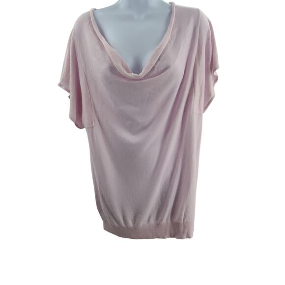 Loft women's cowl neck wool cotton petal pink knit blouse NWT Size Large office - Picture 2 of 7